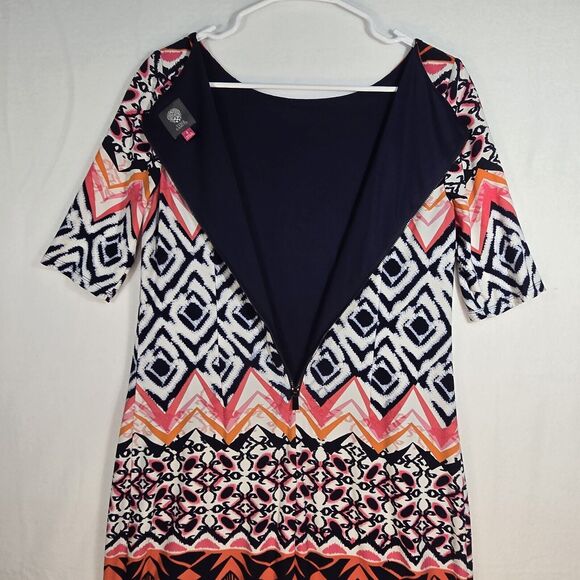 Vince Camuto Sheath Shift Dress Short Sleeve Colorful Geometric Pattern Womens 8 - Picture 5 of 11
